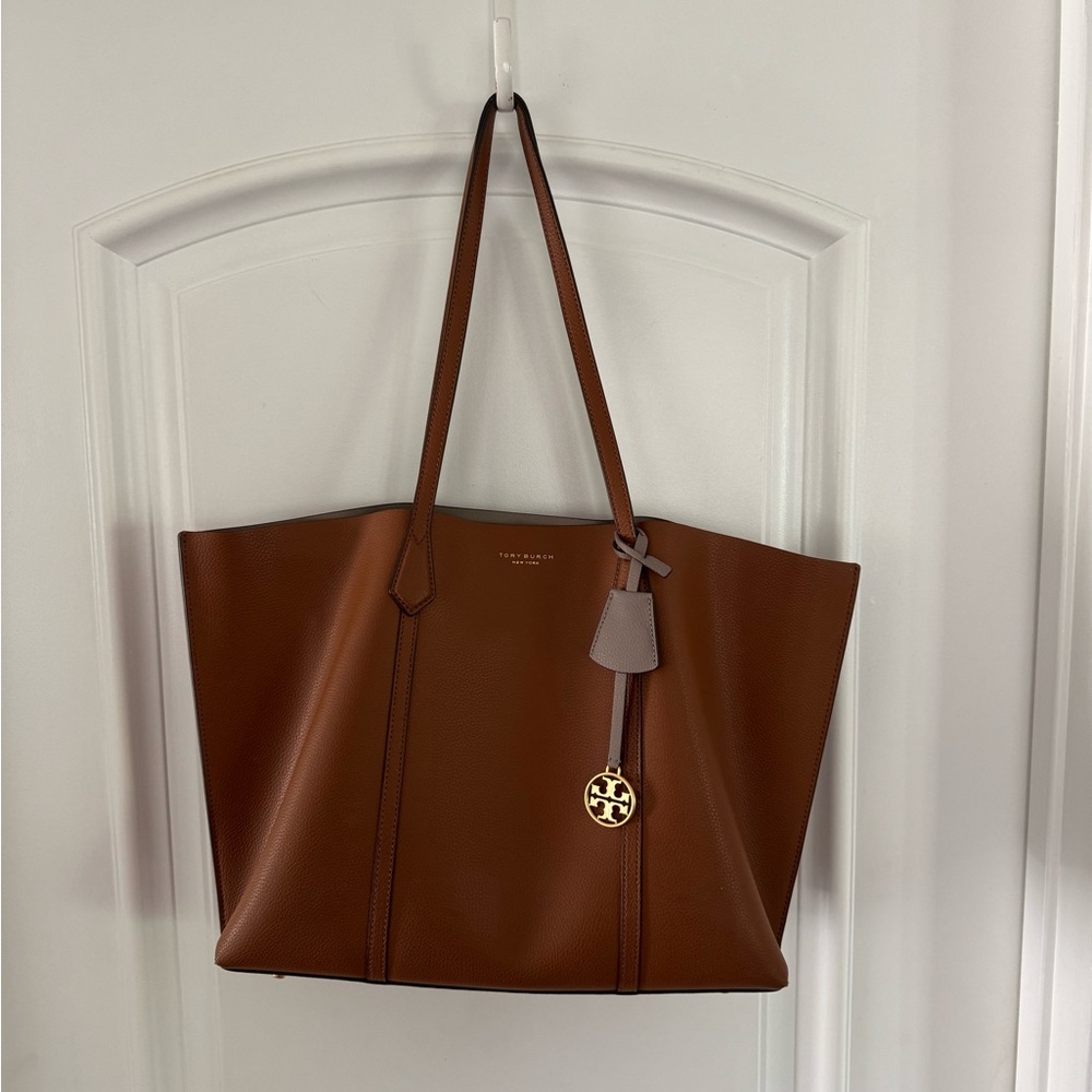 Tory Burch Brown Leather Tote with Structured Design